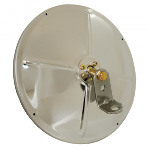 8 1/2" Convex Mirror With Center-Mount Ball-Stud, Stainless Steel