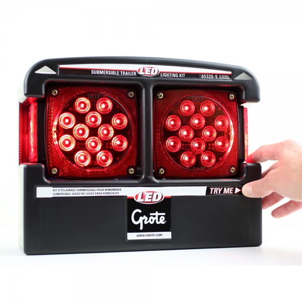 submersible trailer lighting kit with "try me" feature