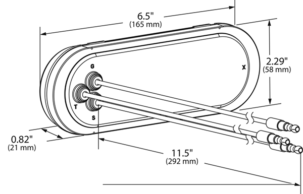 54792 - Oval LED Stop Tail Turn Light, Grommet Mount, Hard ... grote tail light wiring 